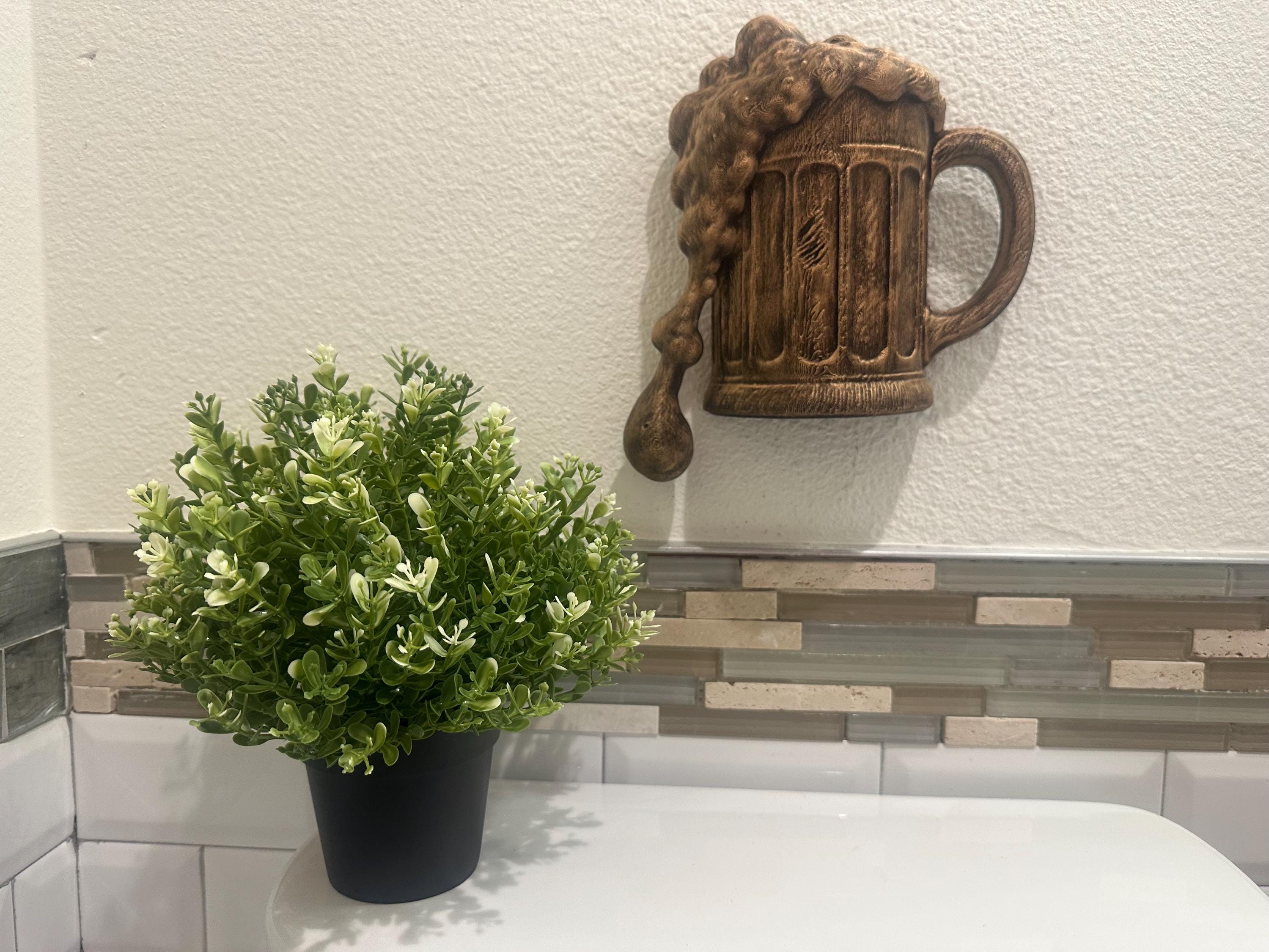 Spilling Beer Mug Wall Sculpture - 3d Bar Decor - Unique Man Cave Wall Art - Vintage Style Pub Gift 9x8x3 - Hand Painted