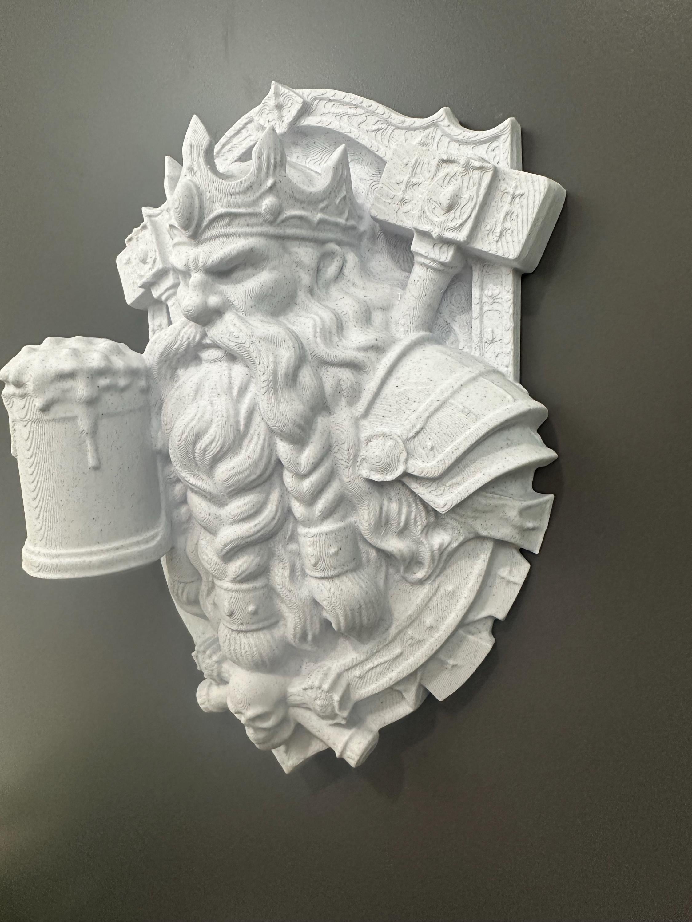 Dwarf Ale King Wall Sculpture - Fantasy Tavern Decor - Medieval Dwarf Plaque - Man Cave Bar Wall Art - Gamer RPG Room Gift 9x7x3.5”