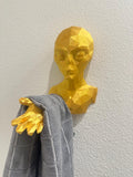 Low Poly Alien Hand Towel Holder - 3d Wall Sculpture - Futuristic Bathroom Decor - Gold Geometric Alien Art 9x7x6