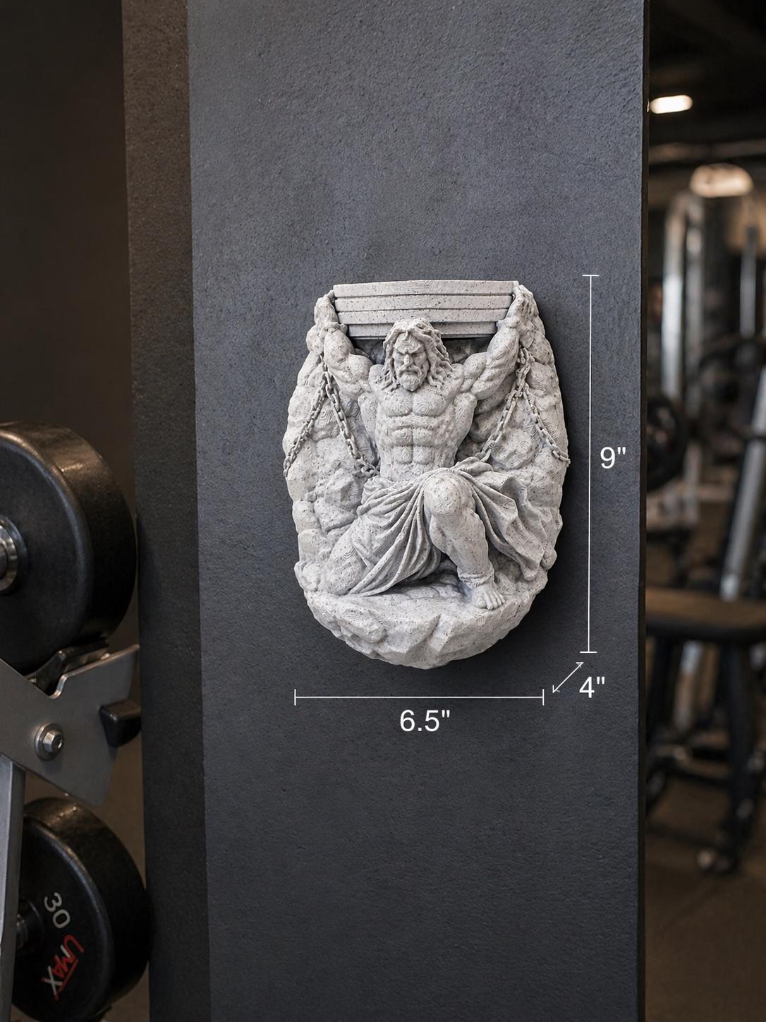 Atlas Wall Sculpture Home Gym Decor | Greek Mythology Titan Statue | Bodybuilder Strength Art | Weightlifting Gift for Him | Man Cave Art