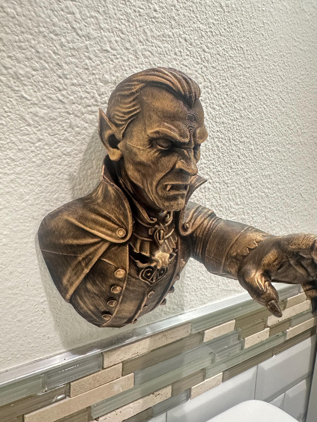 Gothic Vampire Wall Sculpture with Reaching Hand