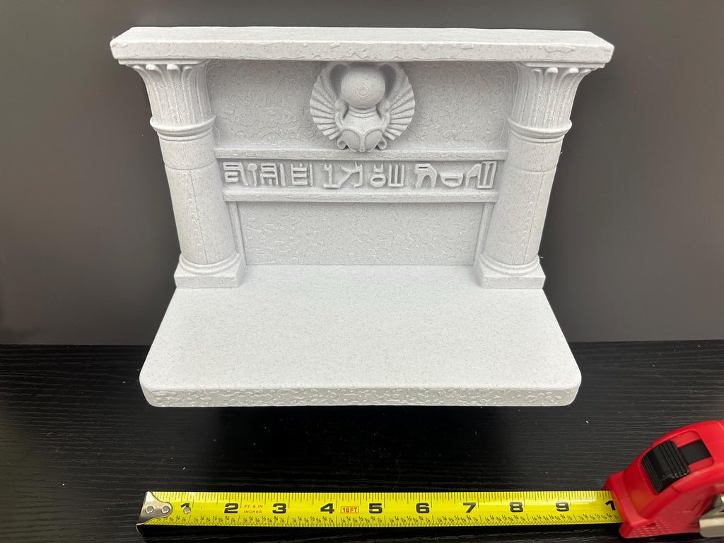 Egyptian Scarab Wall Shelf - Anxient Heiroglyph Stone Style Decor - Pharaoh Temple Display Shelf 9x9x4”