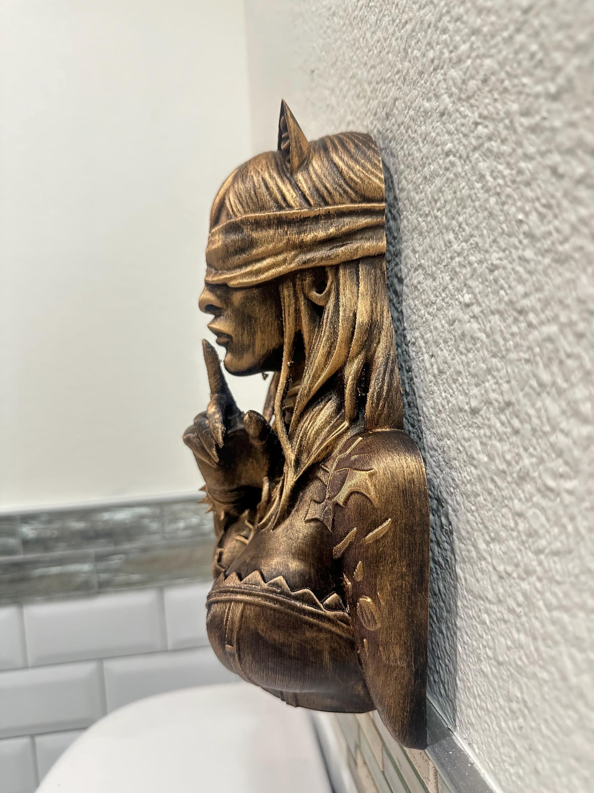 Gothic Occult Cat Girl Wall Sculpture