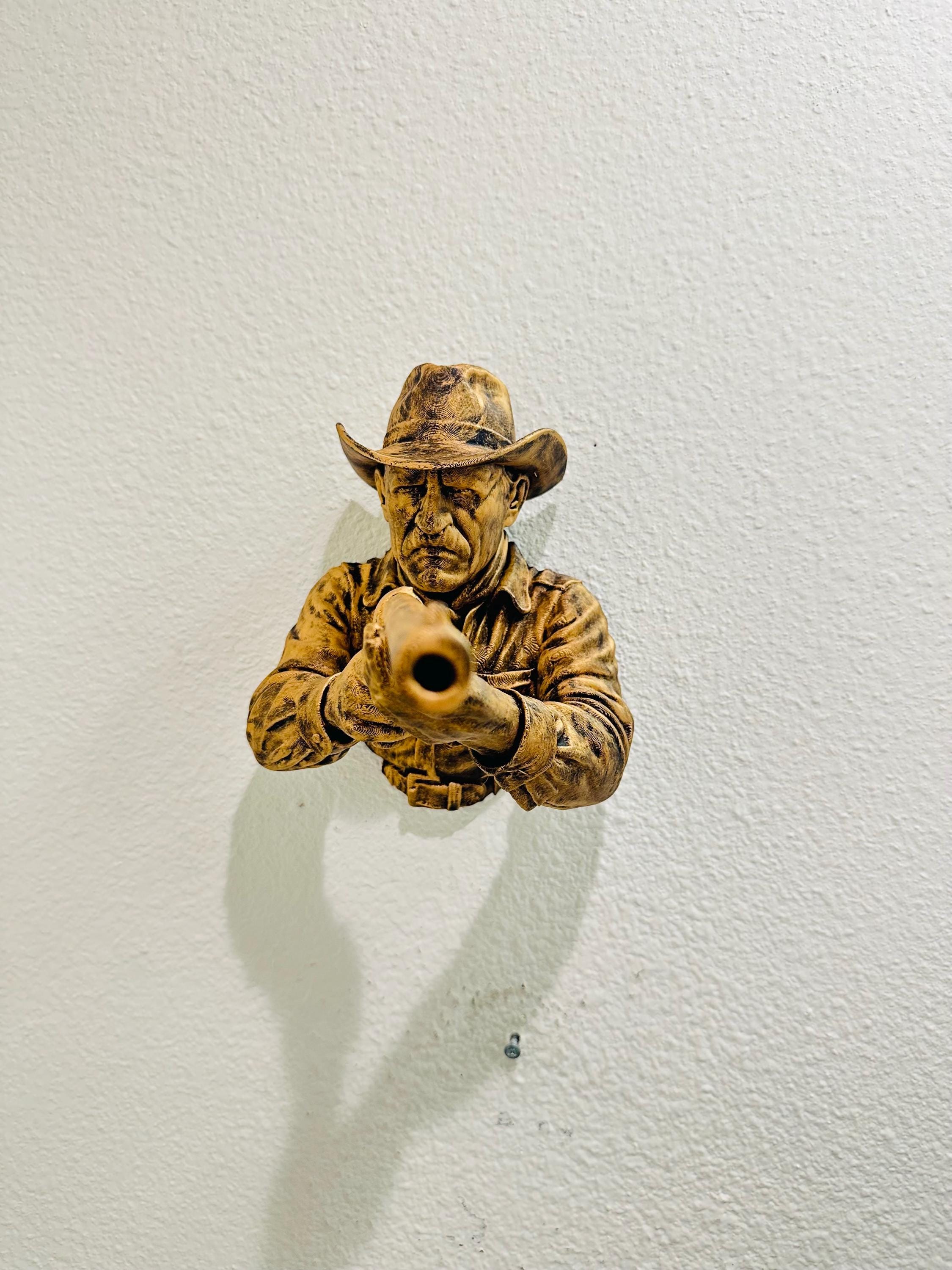 Western Cowboy Shotgun Hand Towel Holder - Rustic Wall Mounted Bathroom Decor - Cowboy Wall Sculpture - Man Cave Decor - Western Wall Art