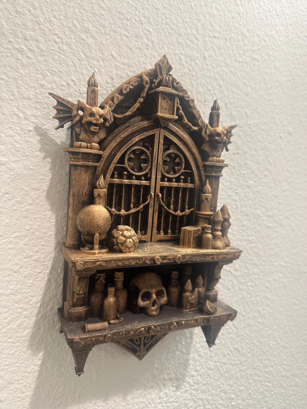 Gothic Cathedral Wall Shelf Skull Decor