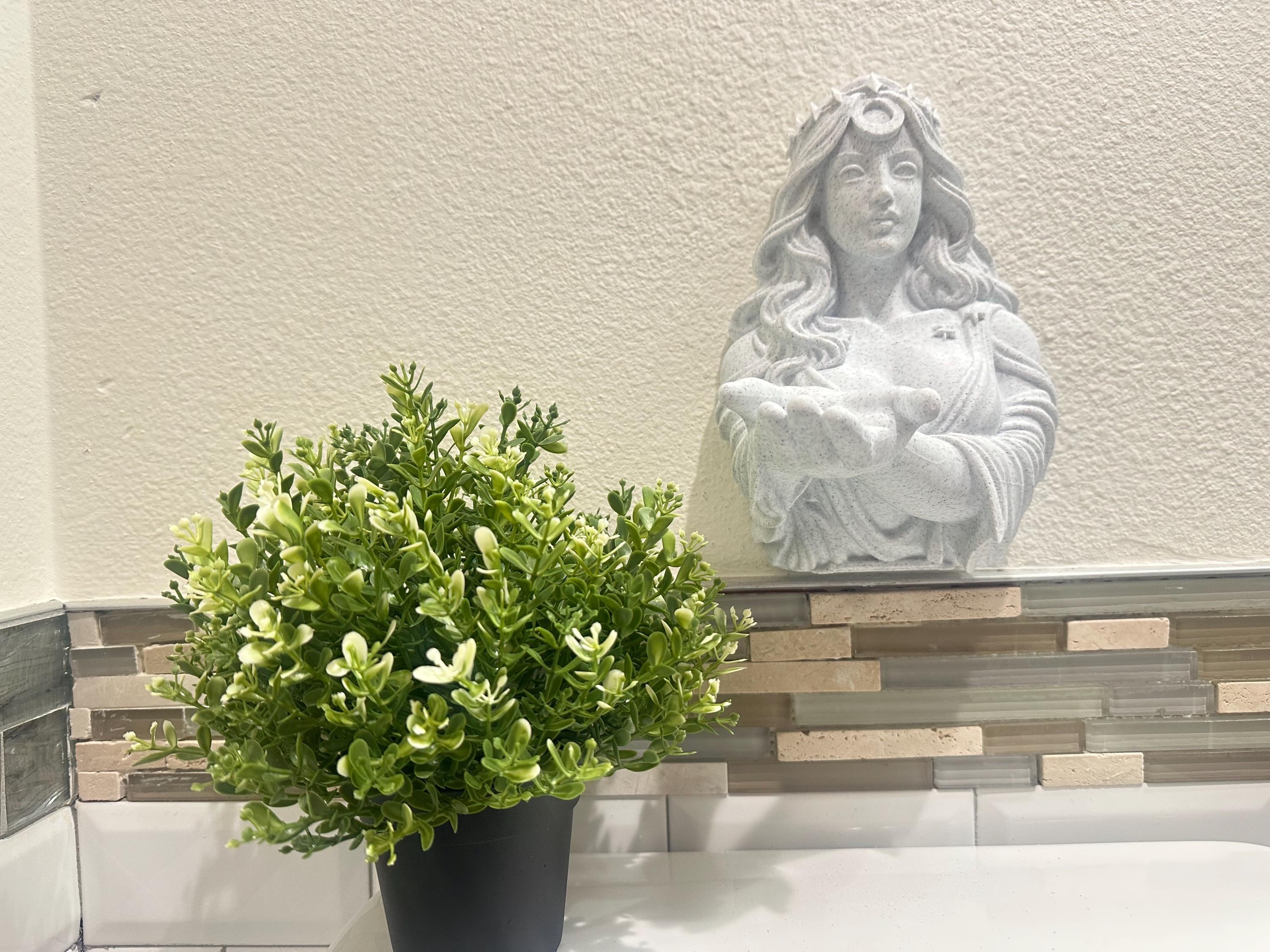 Nyx Goddess Wall Decor - Greek Mythology Wall Sculpture - Night Goddess Bust Wall Mount - Celestial Gothic Decor - 9x7x6
