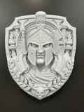 Spartan Warrior Wall Plaque Sculpture - Greek Gladiator Helmet Decor - Stone Style Wall Art - Man Cave Gym Decor - Ancient Warrior 8x7x3”