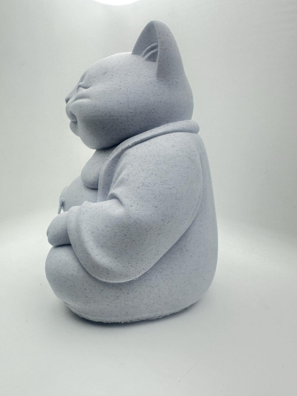 Lucky Cat Buddha Statue 6” Smiling Cat Figurine with Fish Belly - Zen Decor Prosperity Good Luck Collectible Gift Garden Home Desk Decor 3d