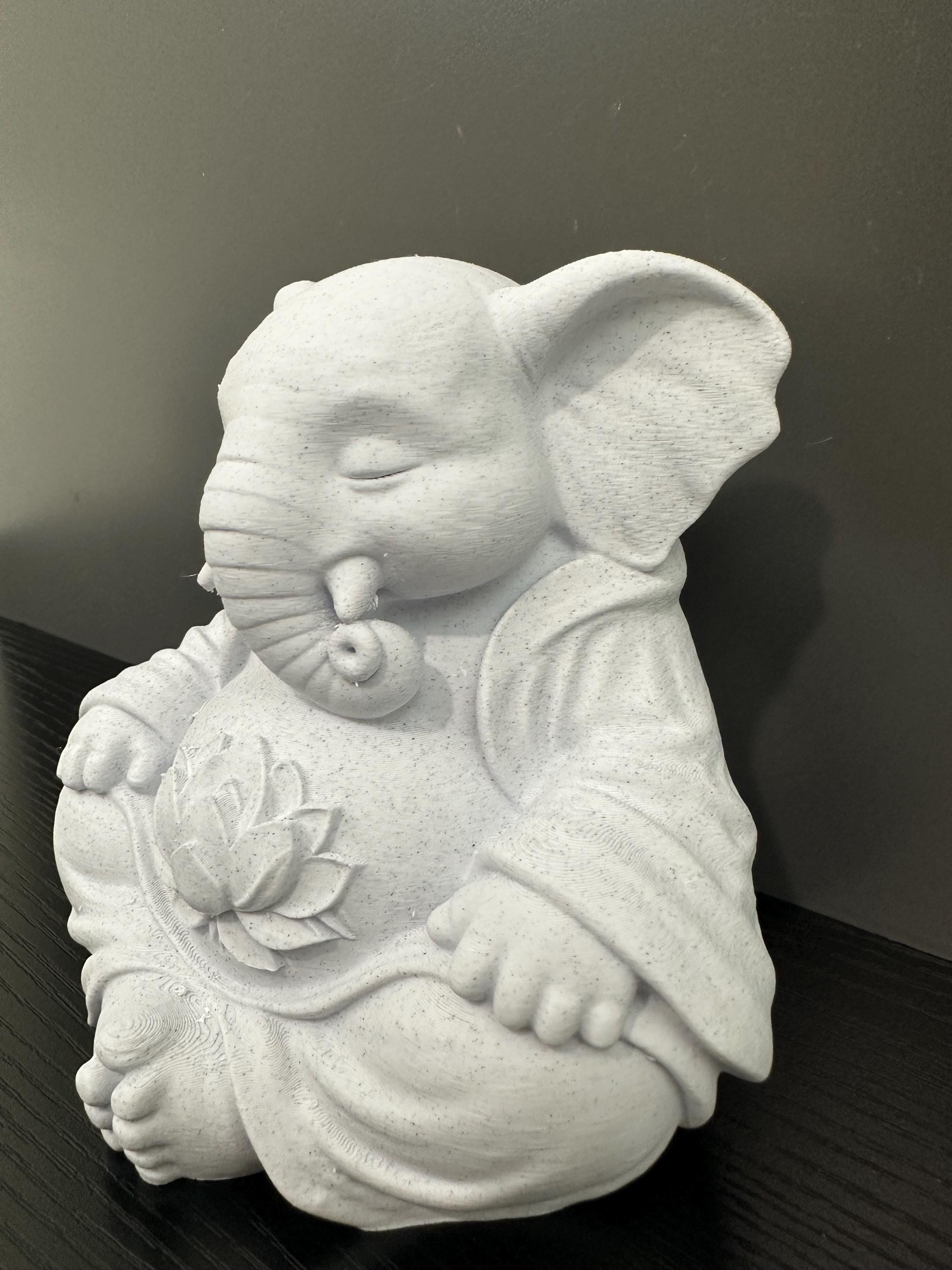 Meditating Buddha Elephant Figurine - Zen Yoga Decor Statue - Spiritual Elephant Sculpture with Lotus - Meditation Room Decor - Peaceful 6”