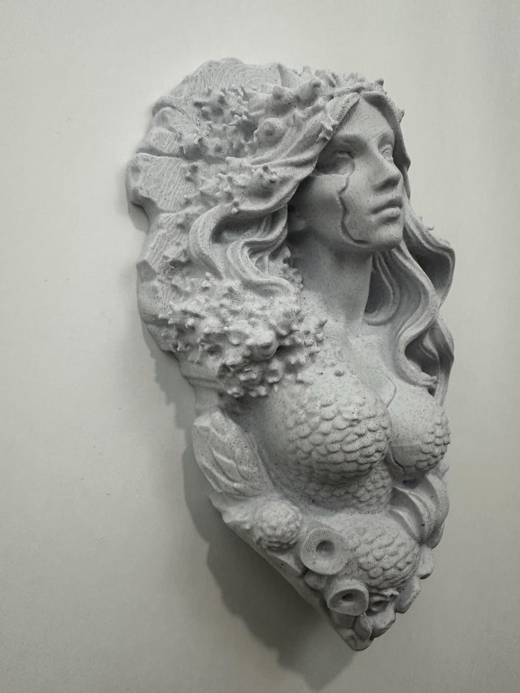 Gothic Mermaid Siren Wall Sculpture - Mythology Sea Goddess Statue Wall Decor - Dark Ocean Fantasy Art - Nautical Home Decor 9x6x3 Stone