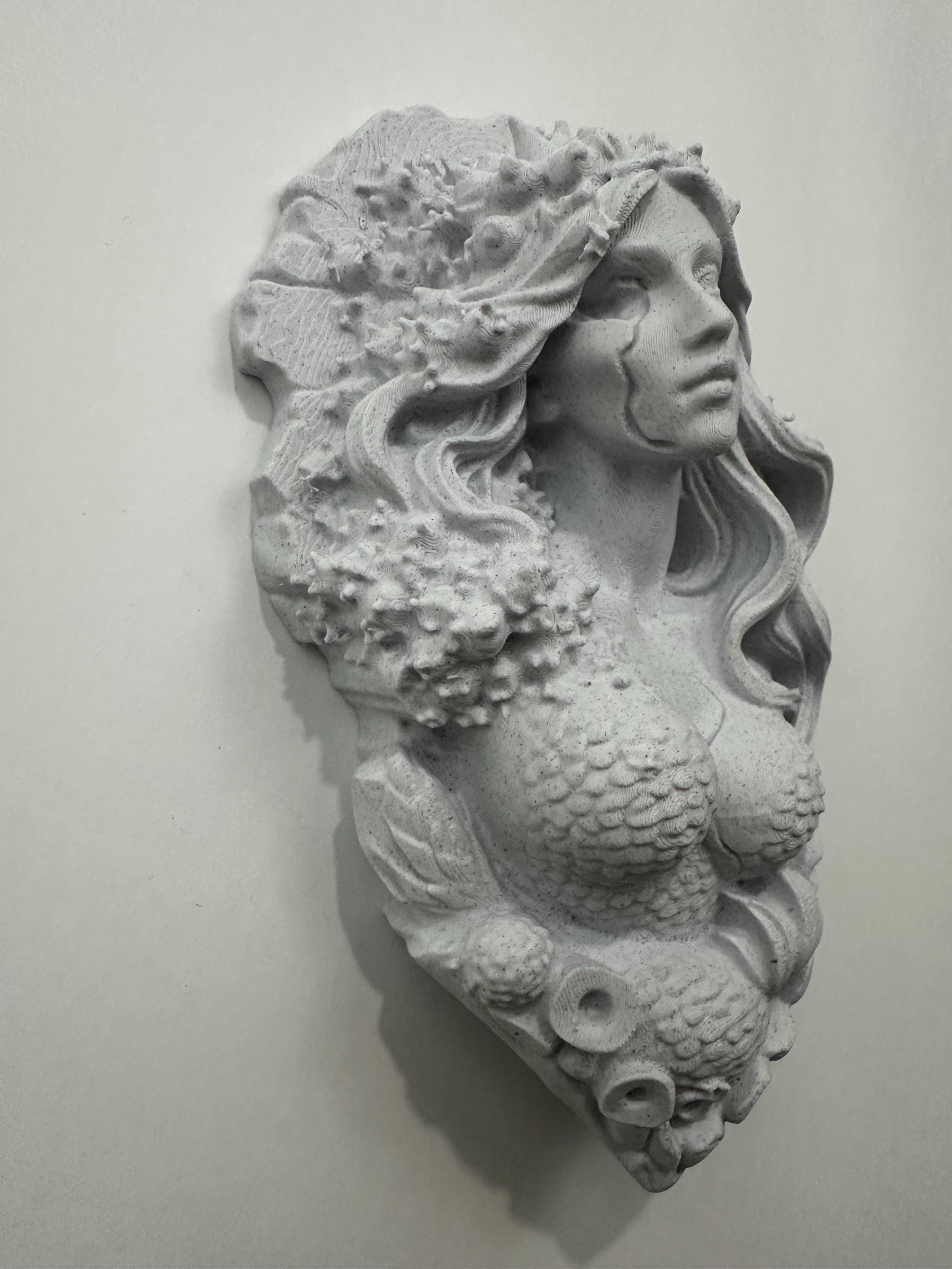 Gothic Mermaid Siren Wall Sculpture - Mythology Sea Goddess Statue Wall Decor - Dark Ocean Fantasy Art - Nautical Home Decor 9x6x3 Stone