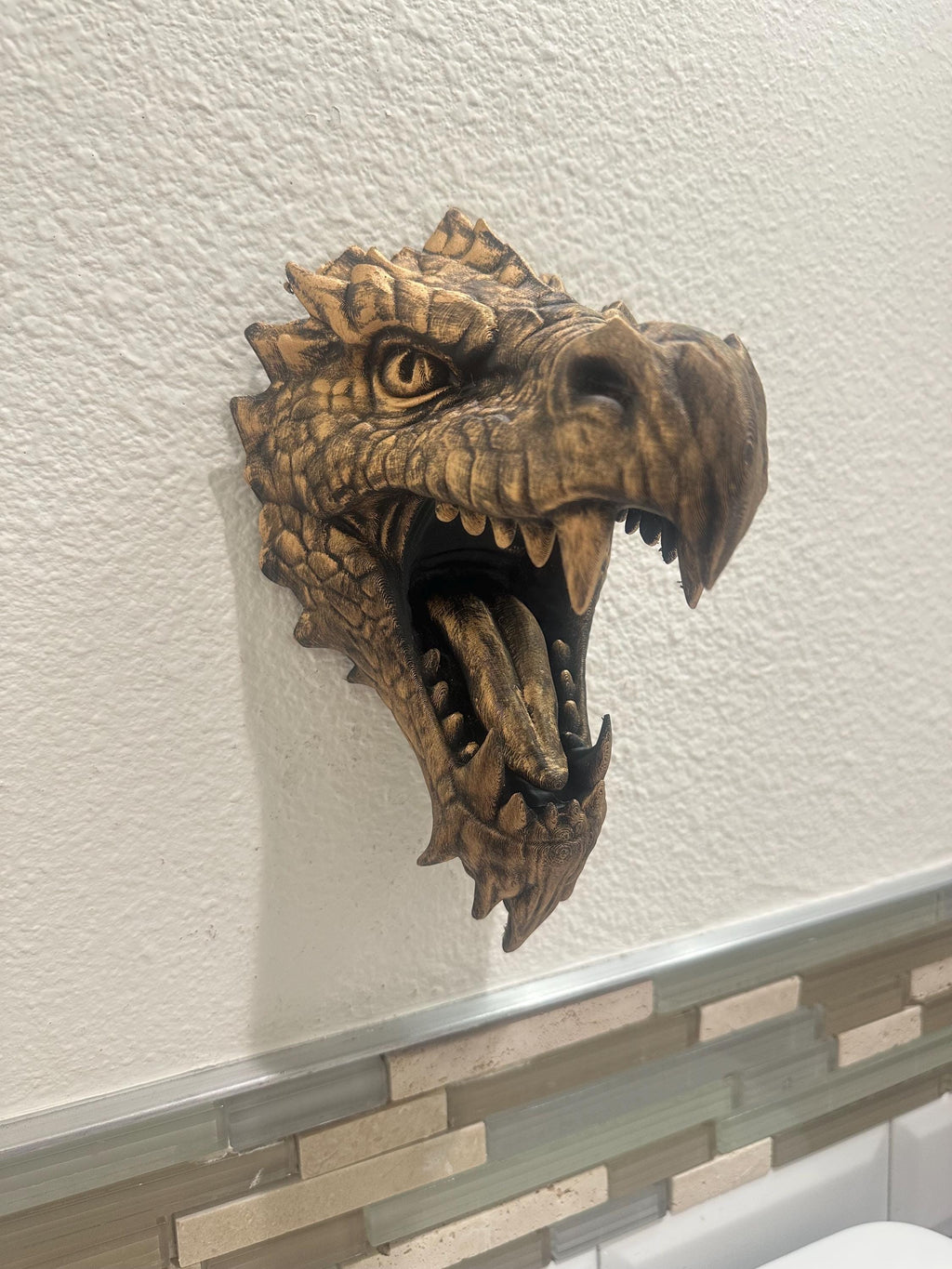 Fantasy Dragon Wall Sculpture — Gold Finish