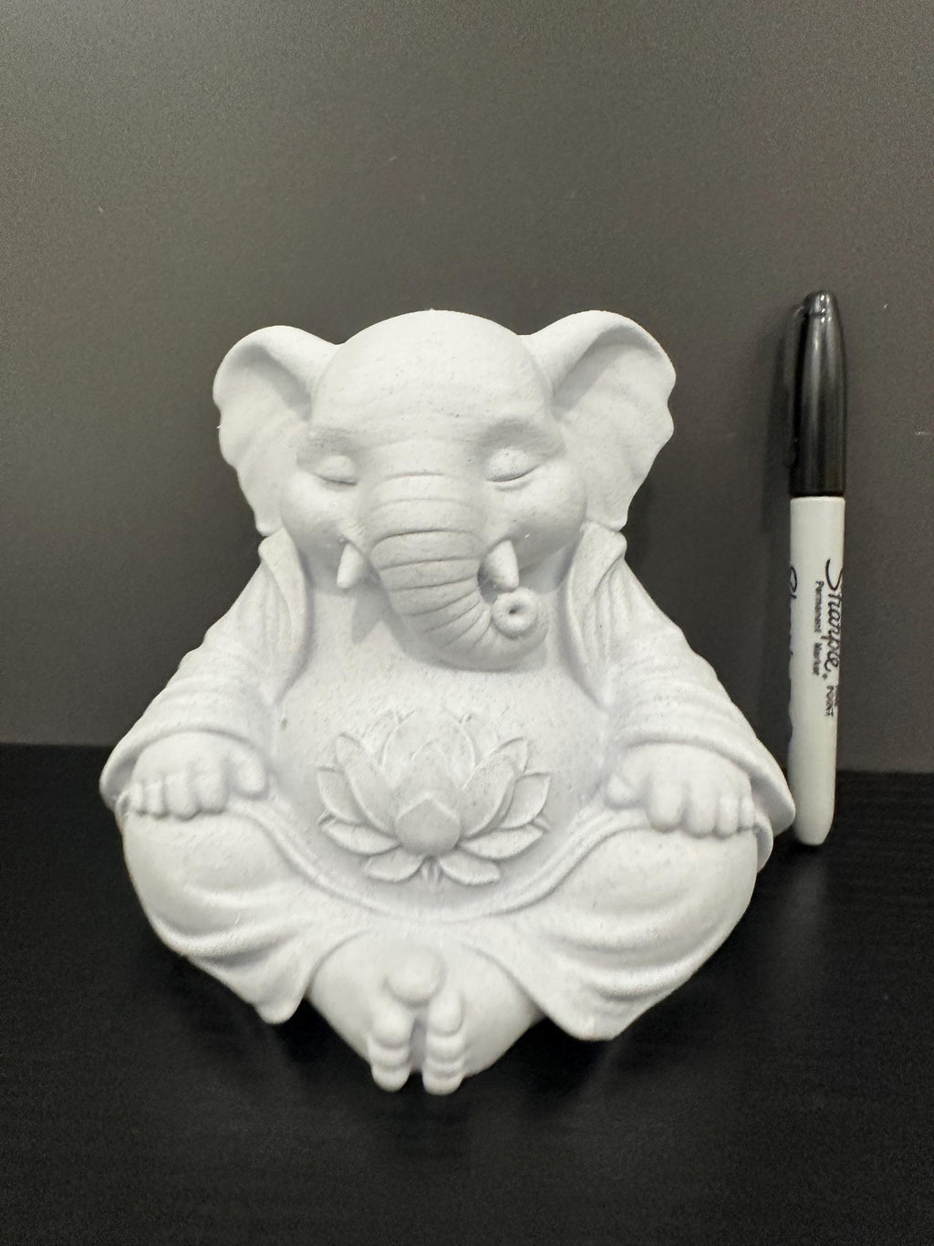 Meditating Buddha Elephant Figurine - Zen Yoga Decor Statue - Spiritual Elephant Sculpture with Lotus - Meditation Room Decor - Peaceful 6”