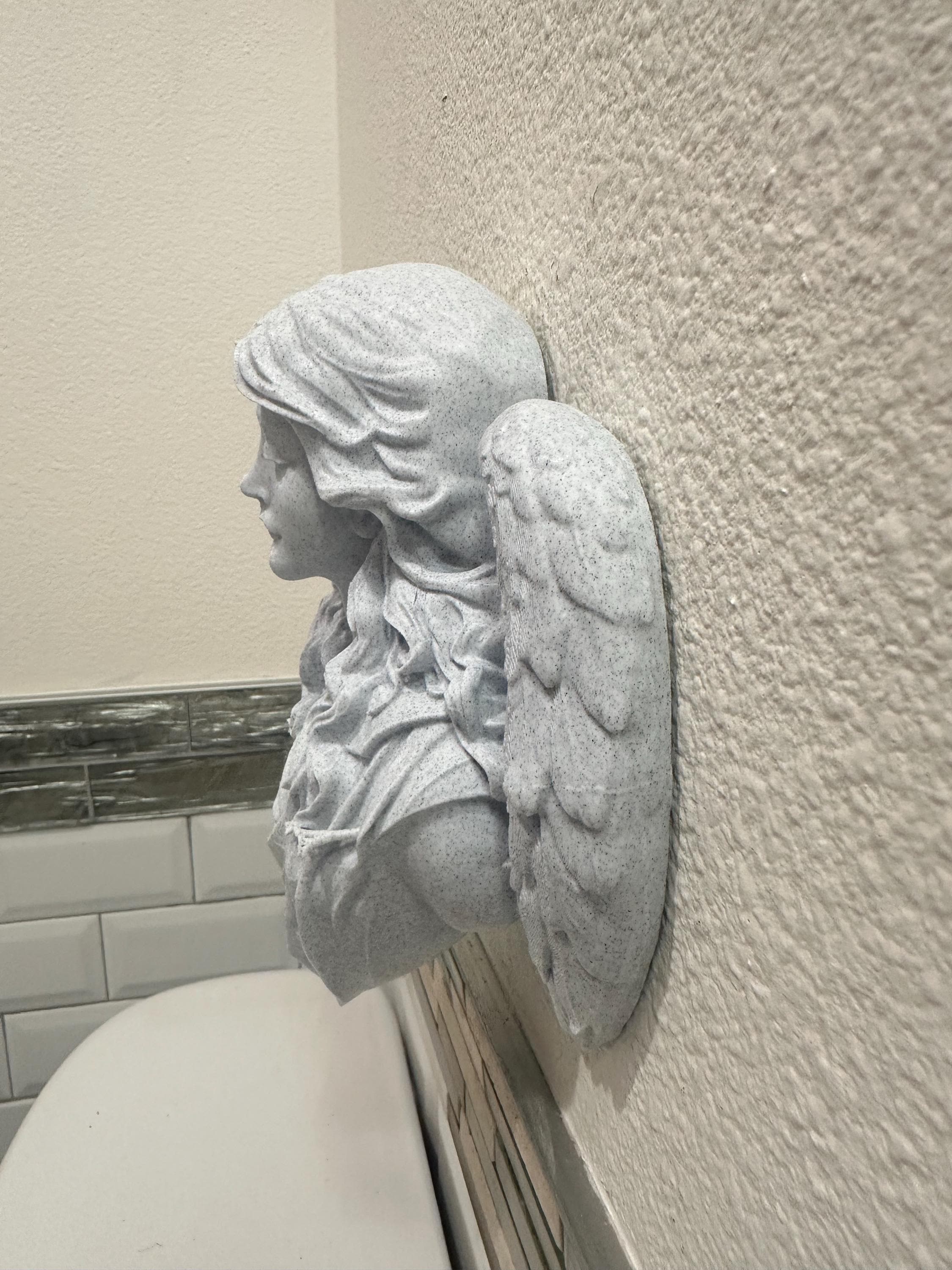 Angel Wall Mount Bust - Memorial Angel Wall Decor - Classical Angel Sculpture 9x9x3 - Religious Spiritual Guardian Home Decor
