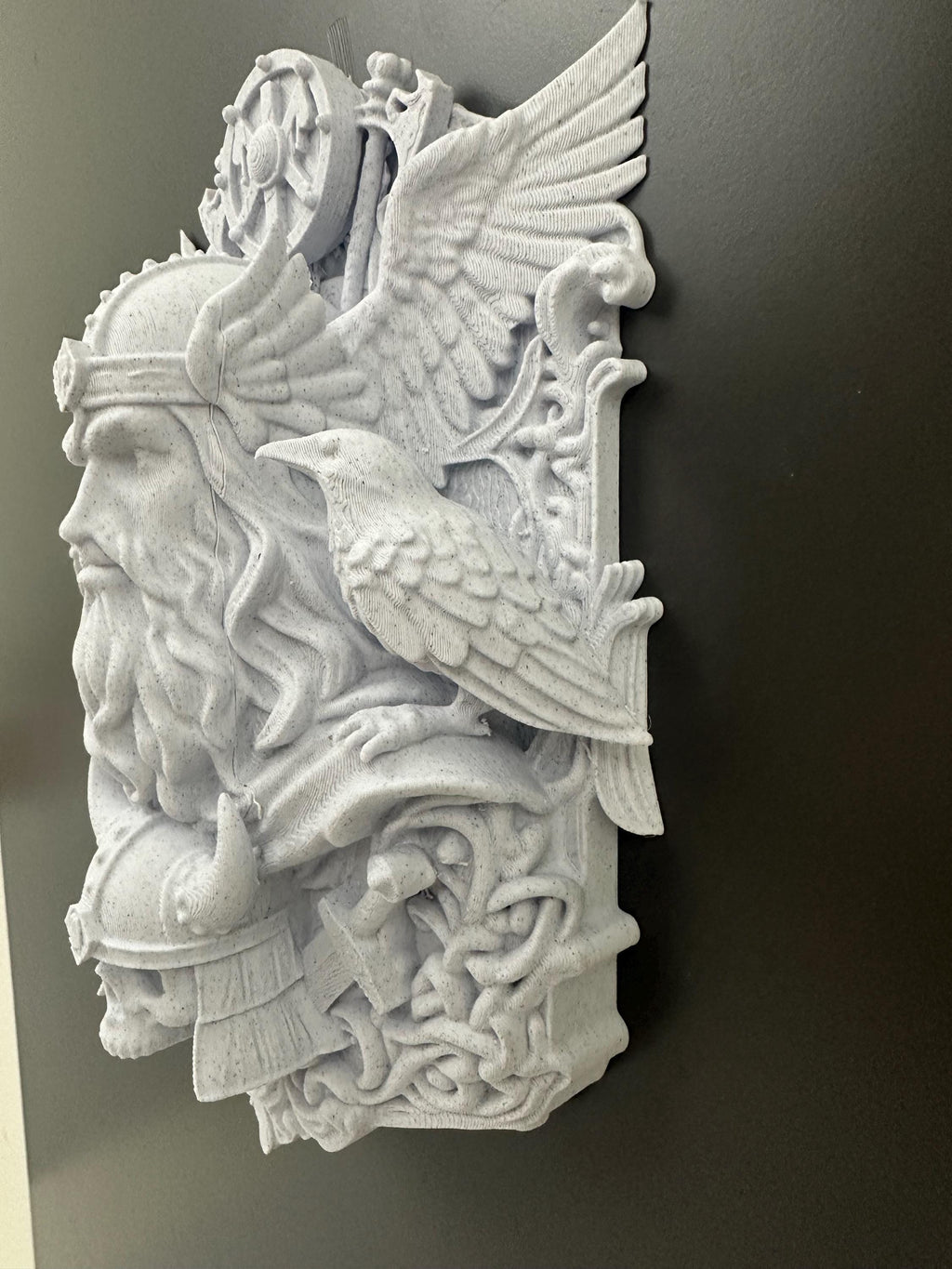 Odin Raven Wall Sculpture - Viking Norse God Wall Decor - Nordic Raven Plaque - Gothic Viking Wall Art - Odin Ravens Huginn Muninn Decor 9”