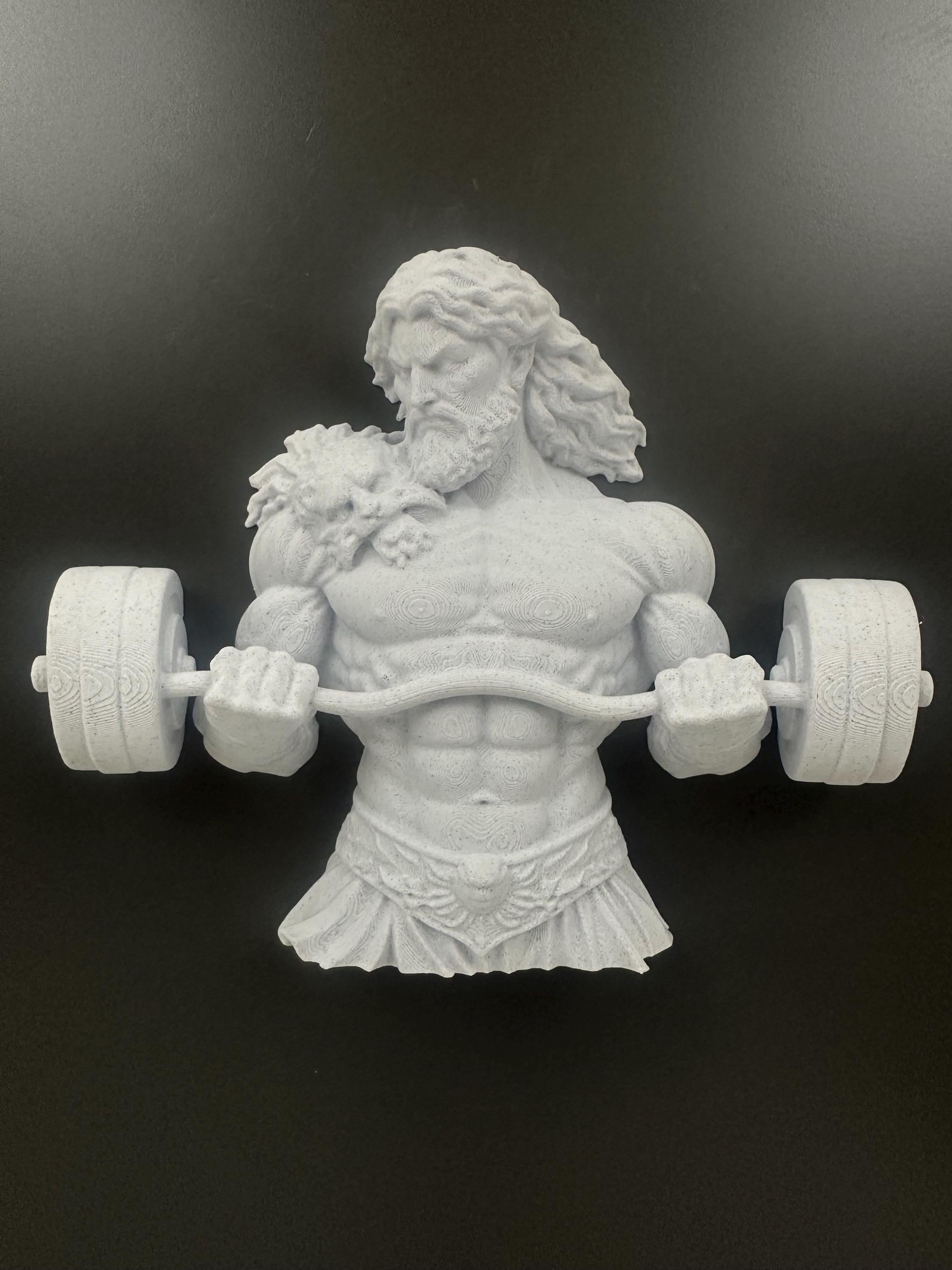 Hercules Barbell Wall Decor - Greek God Gym Wall Art - Bodybuilding Fitness Sculpture - Strongman Workout Decor