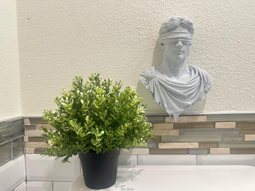 Blindfolded Classical Statue Bust - Greek Roman Sculpture - Modern Art Decor - Mythology Home Accent - Unique Philosophy Art 9”