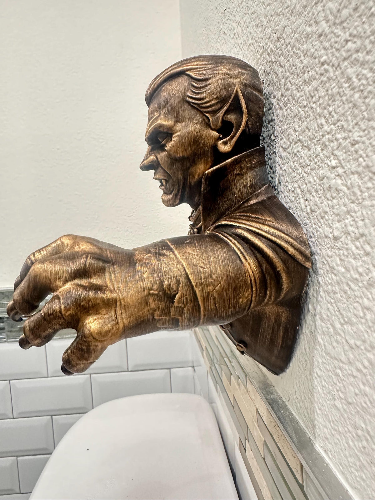 Gothic Vampire Wall Sculpture with Reaching Hand