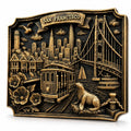 San Francisco Skyline Wall Art - Golden Gate Bridge Cable Car Sculpture - SF Cityscape Wall Hanging - California Travel Gift, Bay Area Decor