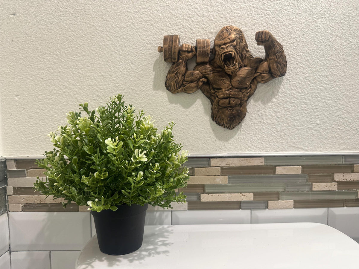 Flexing Gorilla Wall Mount with Dumbbell