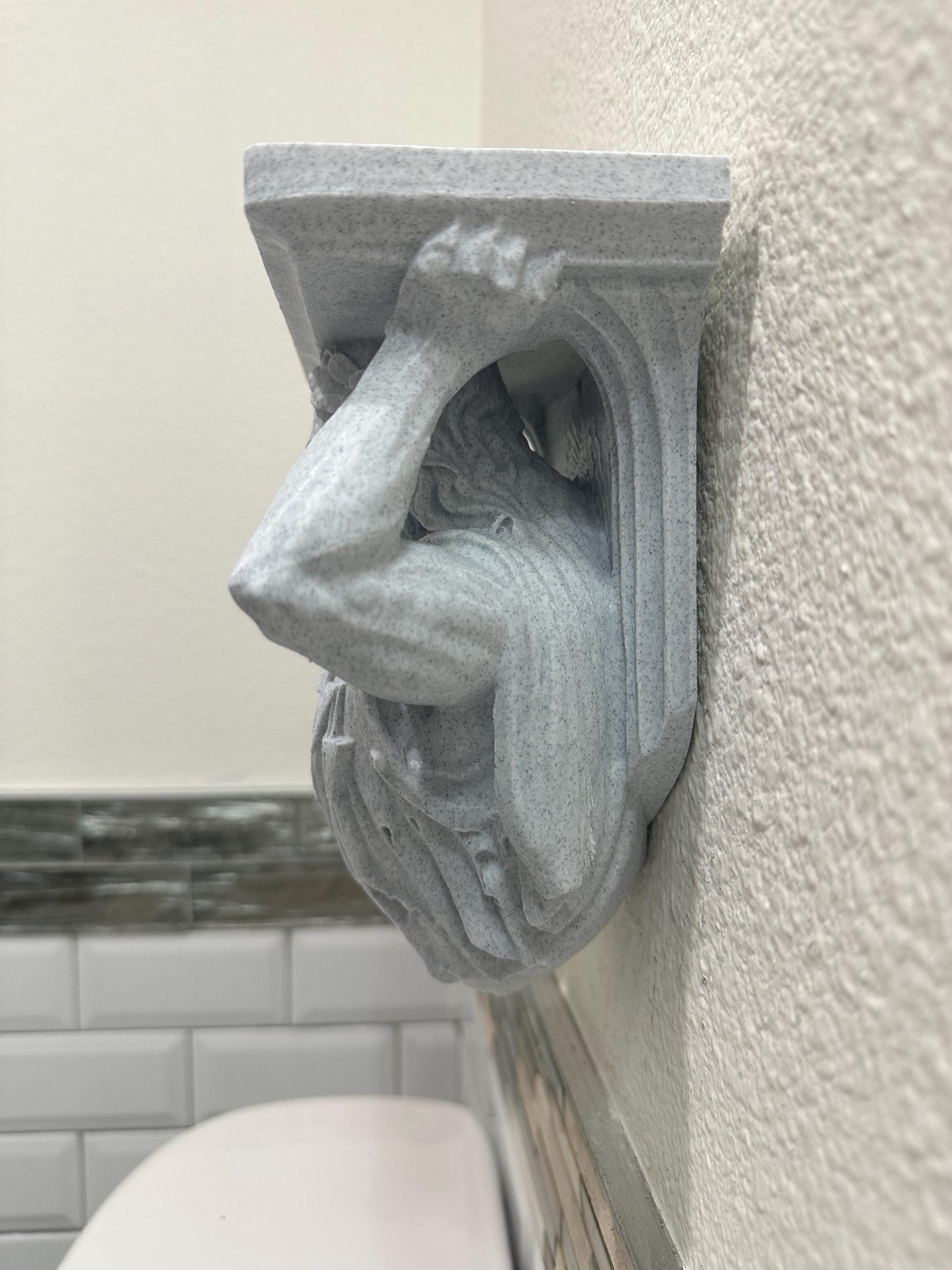 Zeus Wall Shelf - Greek Mythology Decor - God of Thunder Sculpture - Classical Wall Mount Shelf - Small Floating Shelf 8x7x4