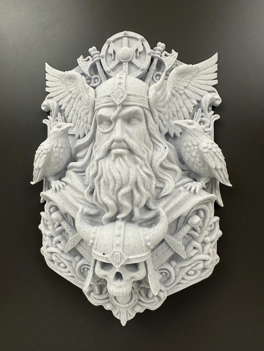 Odin Raven Wall Sculpture - Viking Norse God Wall Decor - Nordic Raven Plaque - Gothic Viking Wall Art - Odin Ravens Huginn Muninn Decor 9”