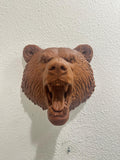 Grizzly Bear Head Wall Mount - Rustic Lodge Cabin Decor - Wildlife Wall Sculpture - Man Cave Wall Art - Brown Lake House Home Decor