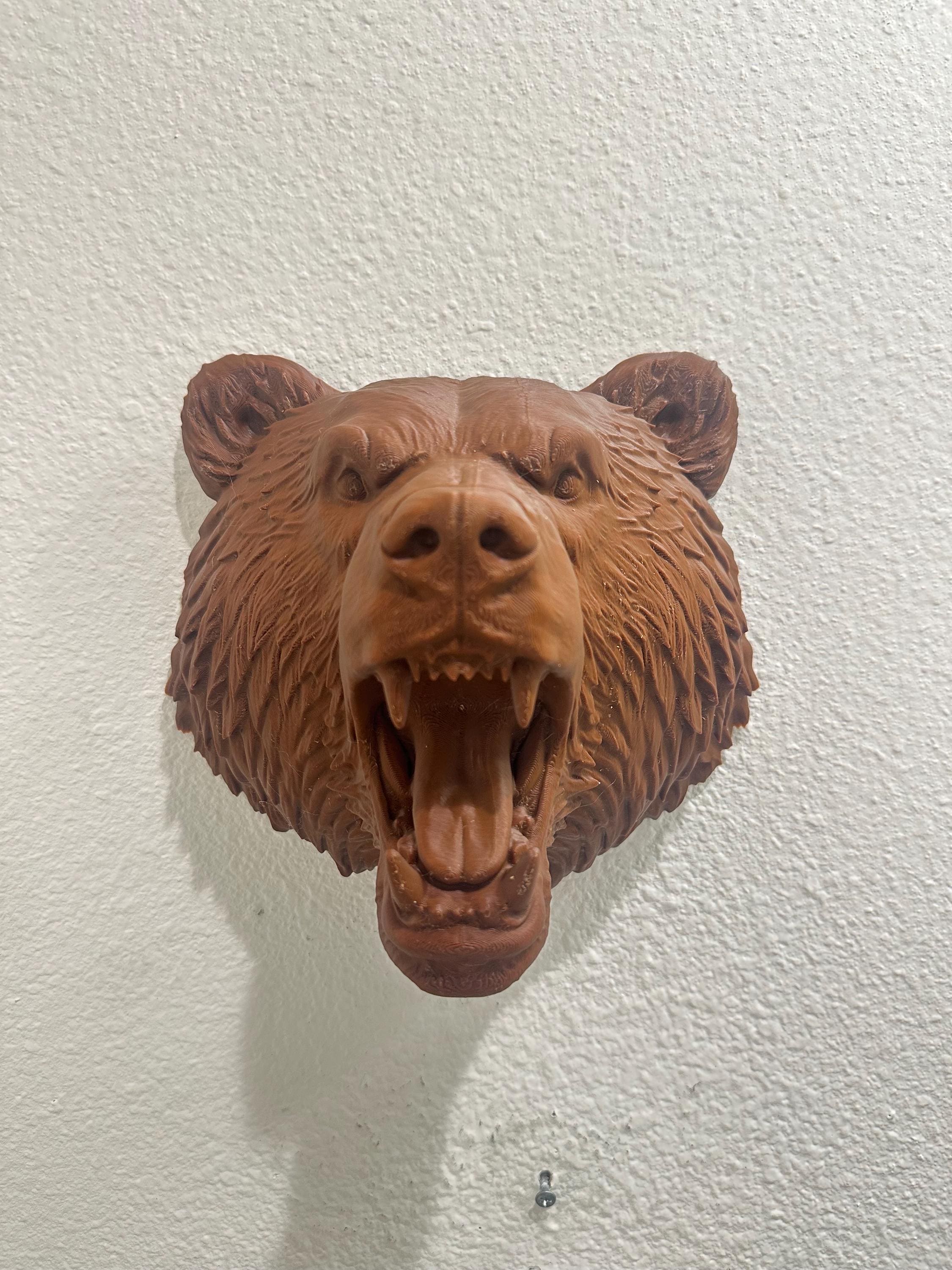 Grizzly Bear Head Wall Mount - Rustic Lodge Cabin Decor - Wildlife Wall Sculpture - Man Cave Wall Art - Brown Lake House Home Decor