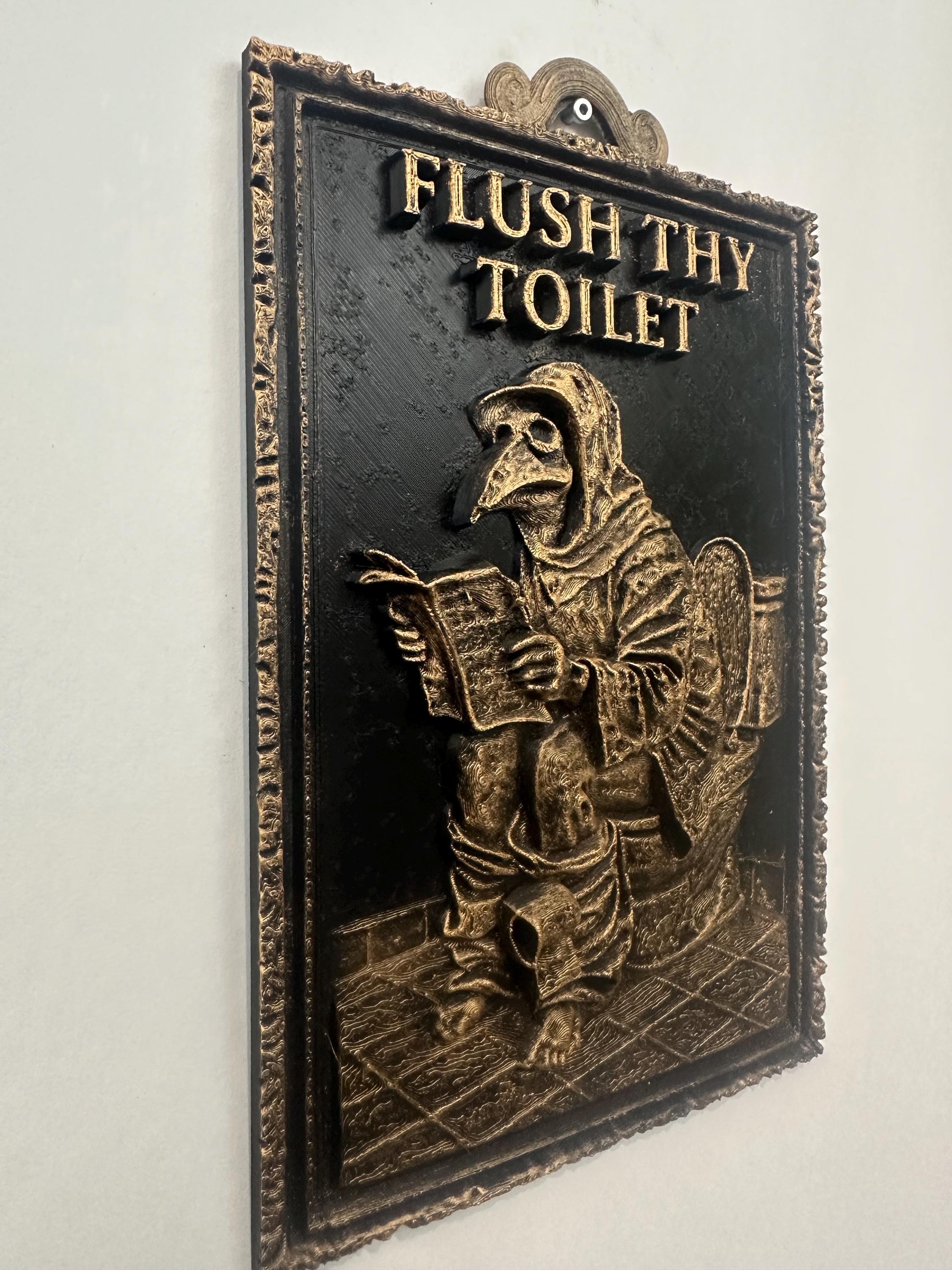 Flush Thy Toilet Gothic Bathroom Wall Art - Plague Doctor Bathroom Decor - Funny Medieval Wall Sculpture - Whimsigoth Dark Humor Decor 10x6