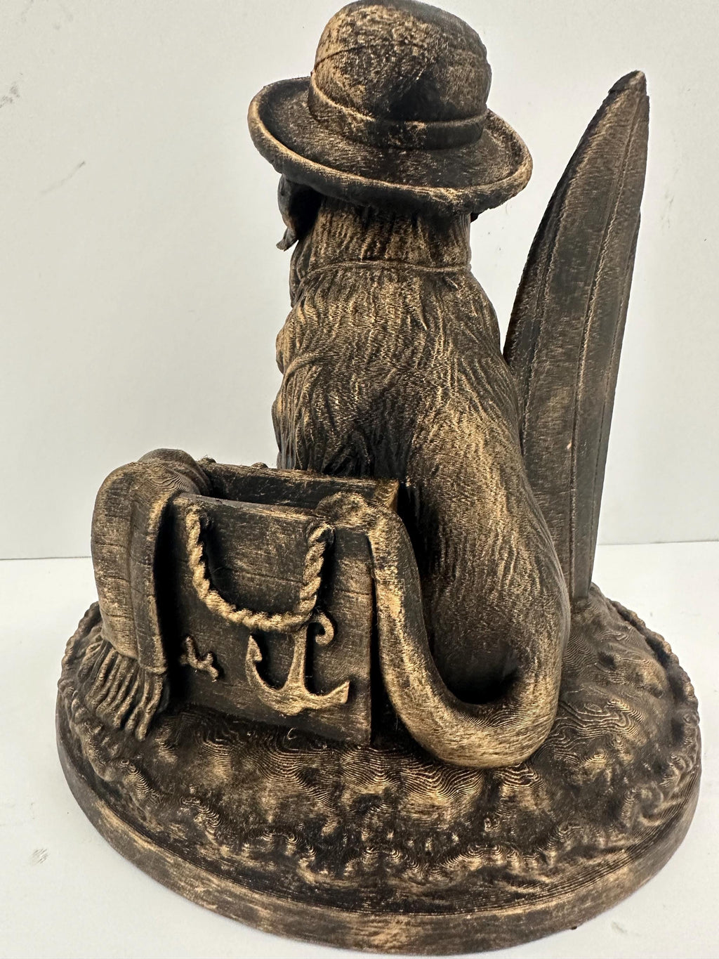 Beach Dog Statue with Surfboard - Coastal Golden Retriever Sculpture - Antique Bronze Finish - Beach House Decor - Dog Lover Gift - Surfer