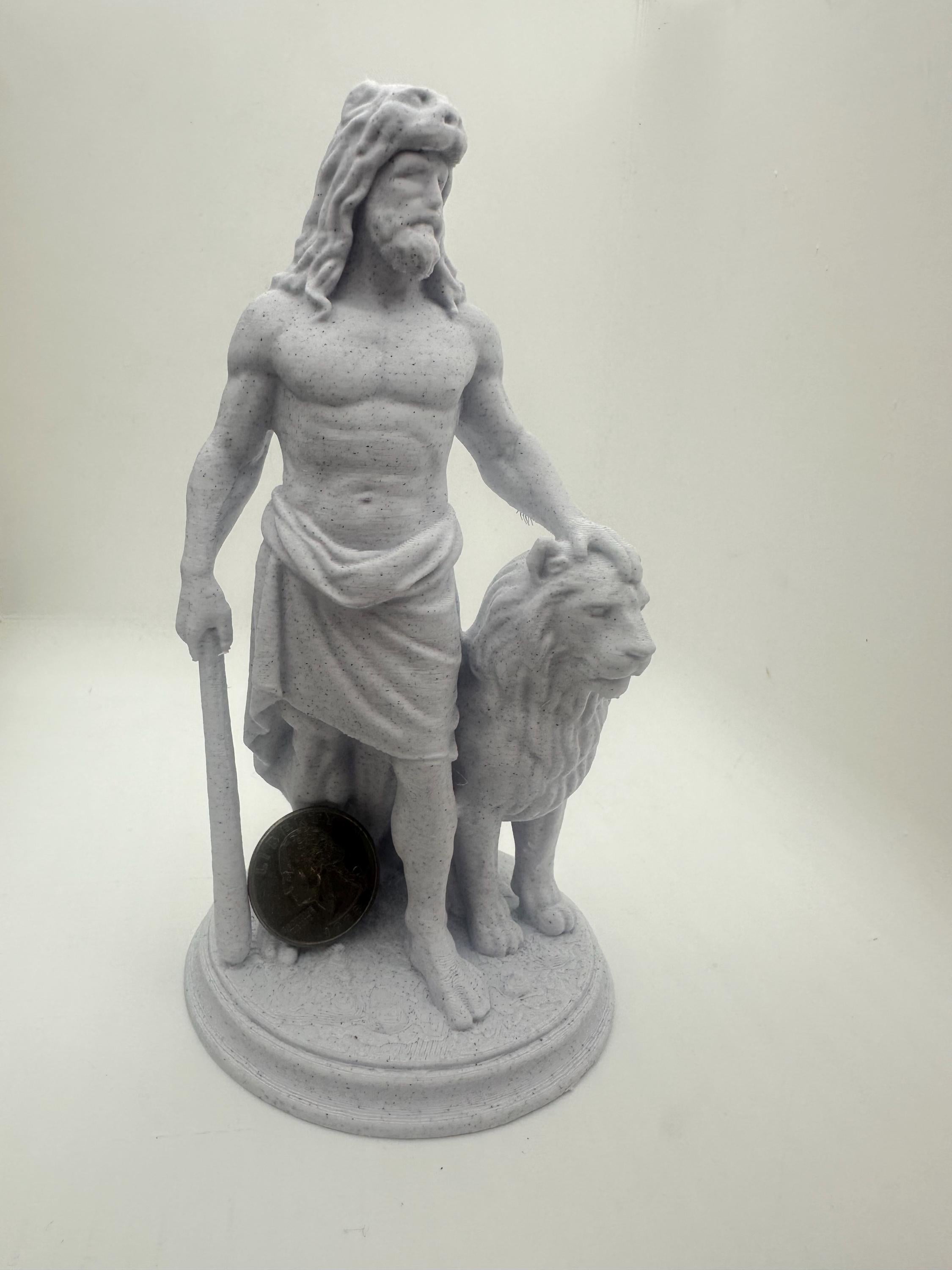 Hercules With Lion Statue 6” - Greek Mythology Warrior Figurine Sculpture Home Decor Figure