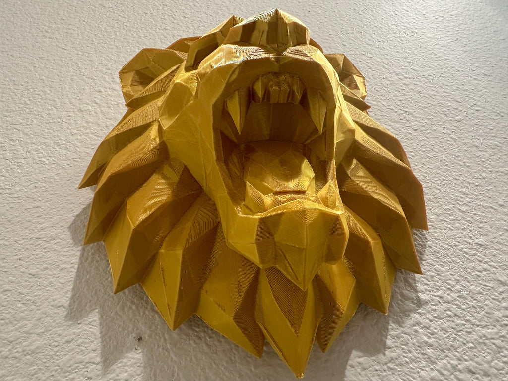 Gold Geometric Lion Head Wall Sculpture