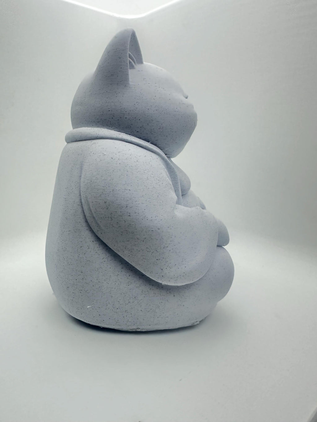 Lucky Cat Buddha Statue 6” Smiling Cat Figurine with Fish Belly - Zen Decor Prosperity Good Luck Collectible Gift Garden Home Desk Decor 3d
