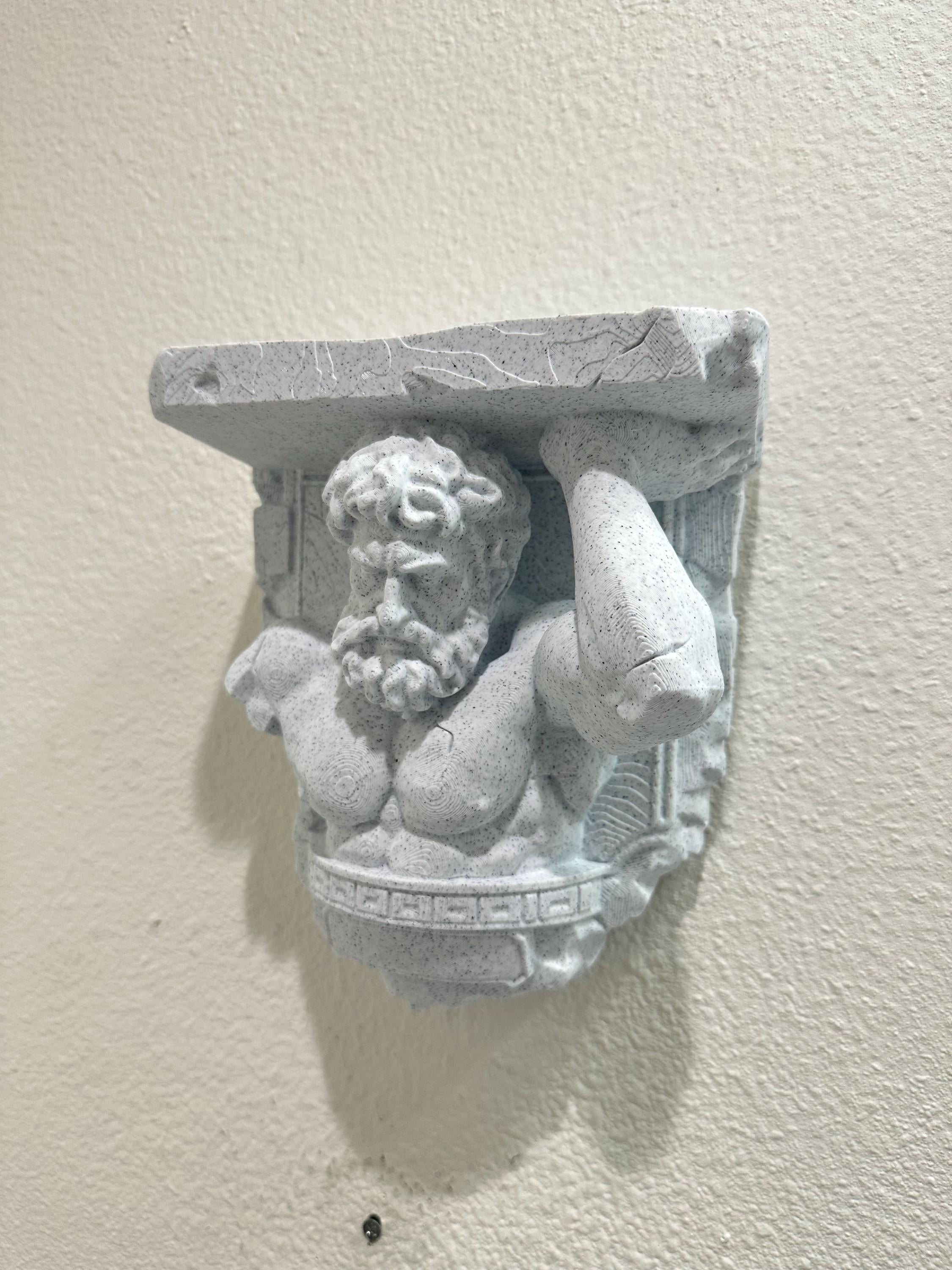 Atlas Titan Wall Shelf Bracket | Greek Statue Shelf Support | Stone Style Decor | Mythology Wall Mount | Ancient Relic Sculpture 8”