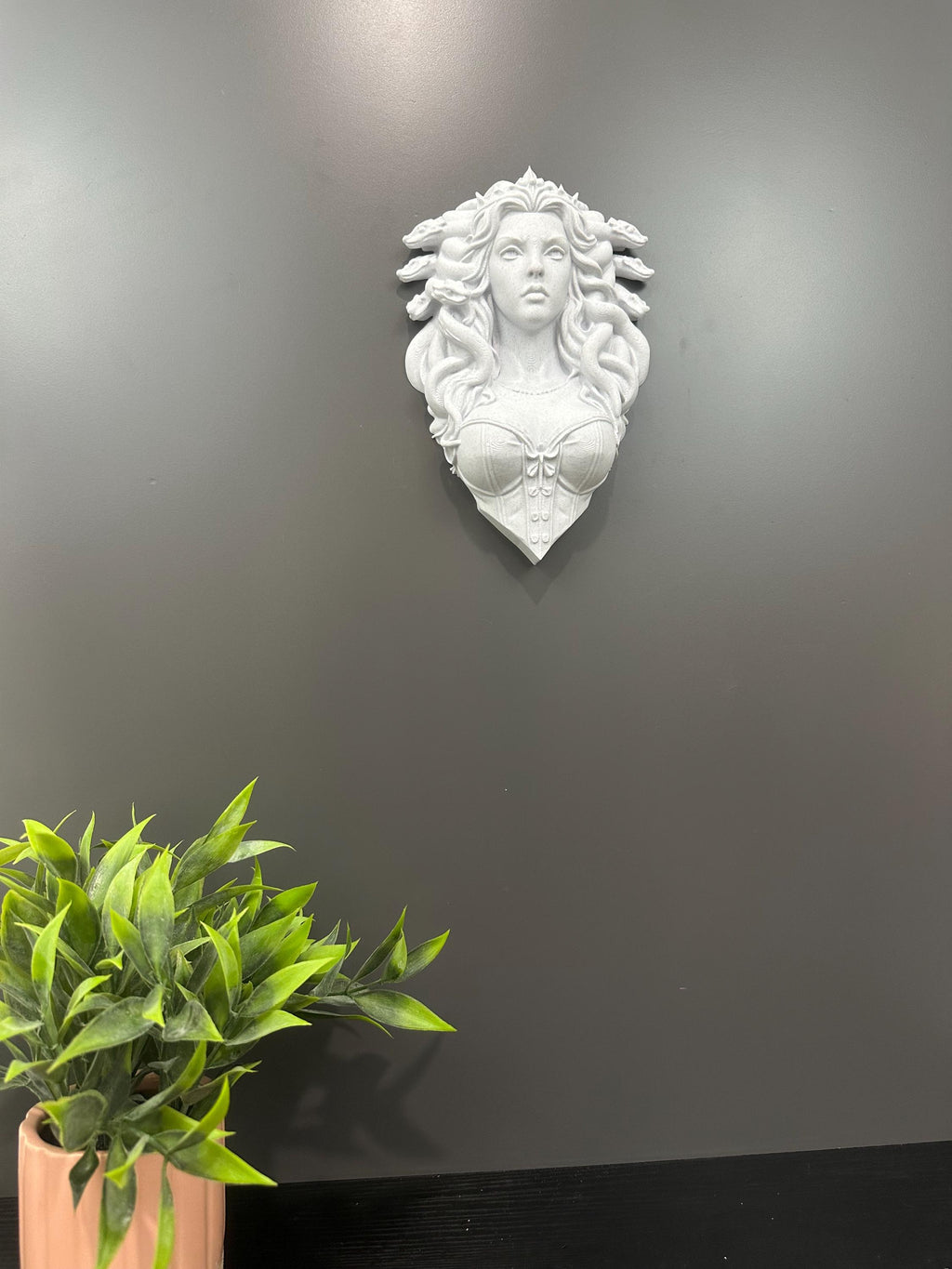 Medusa Empress Relic Wall Sculpture - Greek Mythology Wall Art - Mythic Gorgon Bust Decor - Stone Style 3d Print 9x6x2