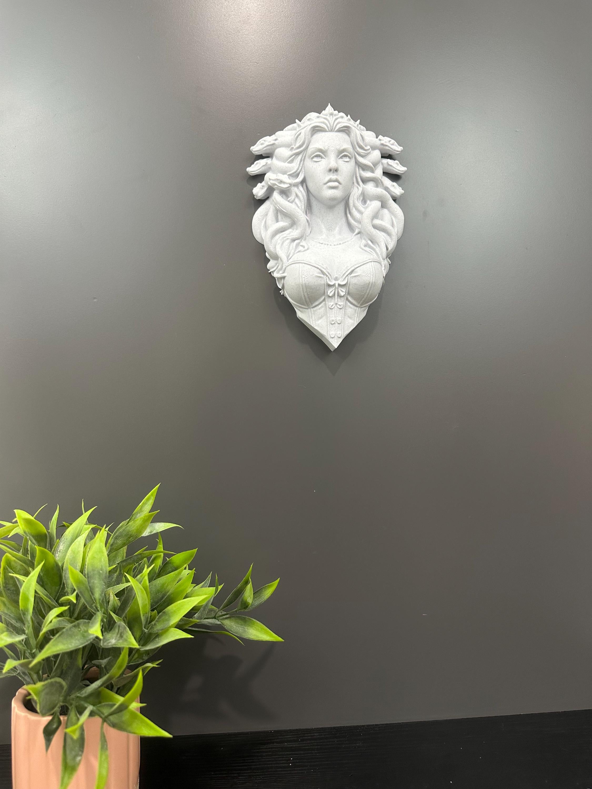 Medusa Empress Relic Wall Sculpture - Greek Mythology Wall Art - Mythic Gorgon Bust Decor - Stone Style 3d Print 9x6x2