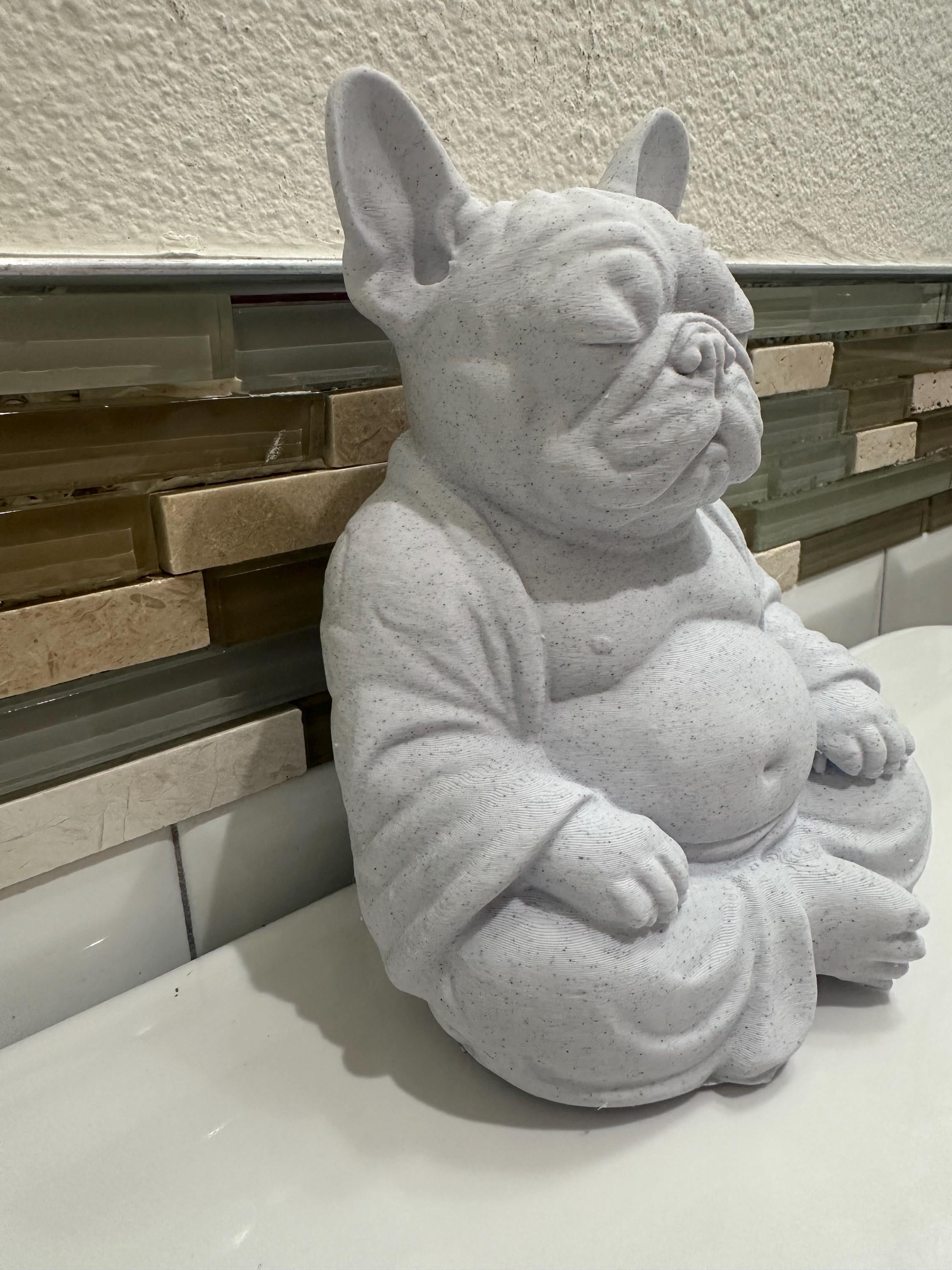 Lucky French Bulldog Buddha Statue 6” Figurine - Zen Decor Prosperity Good Luck Collectible Gift Garden Home Desk Decor 3d