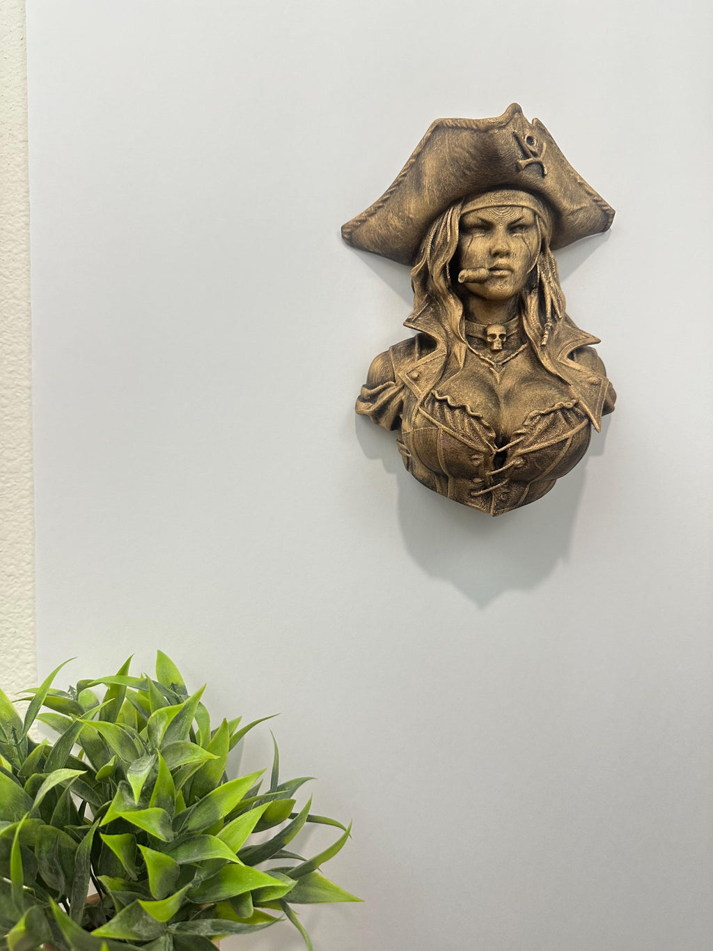 Pirate Smoking Cigar Wall Sculpture Bust