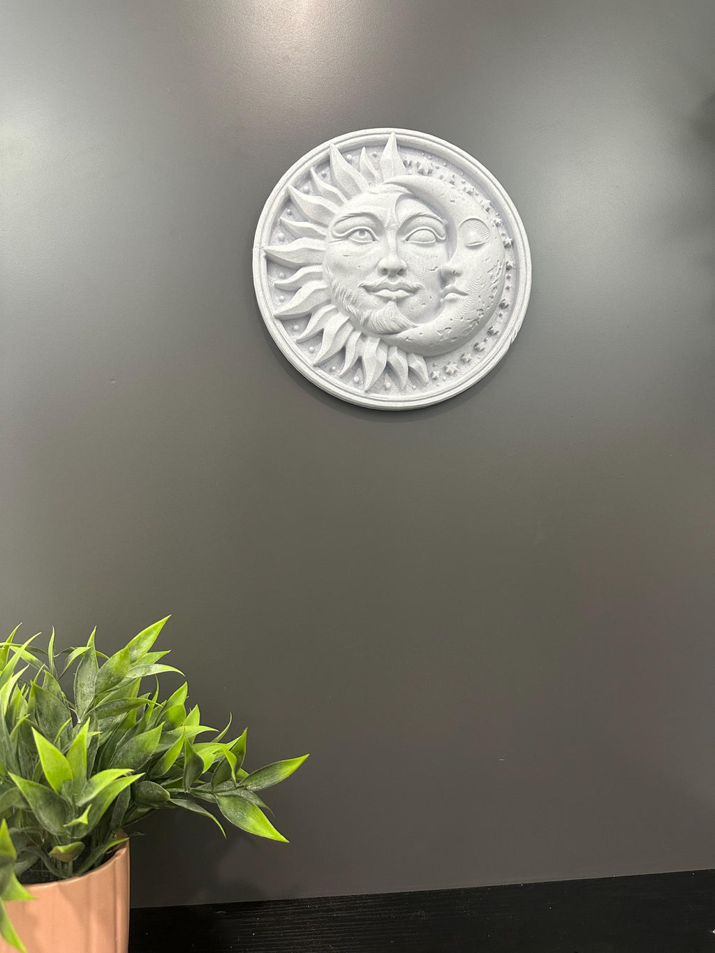 Sun and Moon Wall Plaque - Celestial Decor Yin Yang Wall Art - Boho Home Decor - Astrology Wall Hanging - Patio Garden Art 9x9x2”