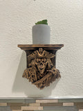 Ghost Pirate Wall Shelf - Haunted Skeleton Decor - Skill Buccaneer Nautical Gothic Wall Mount - Hand Painted Floating Shelf 8x7x4