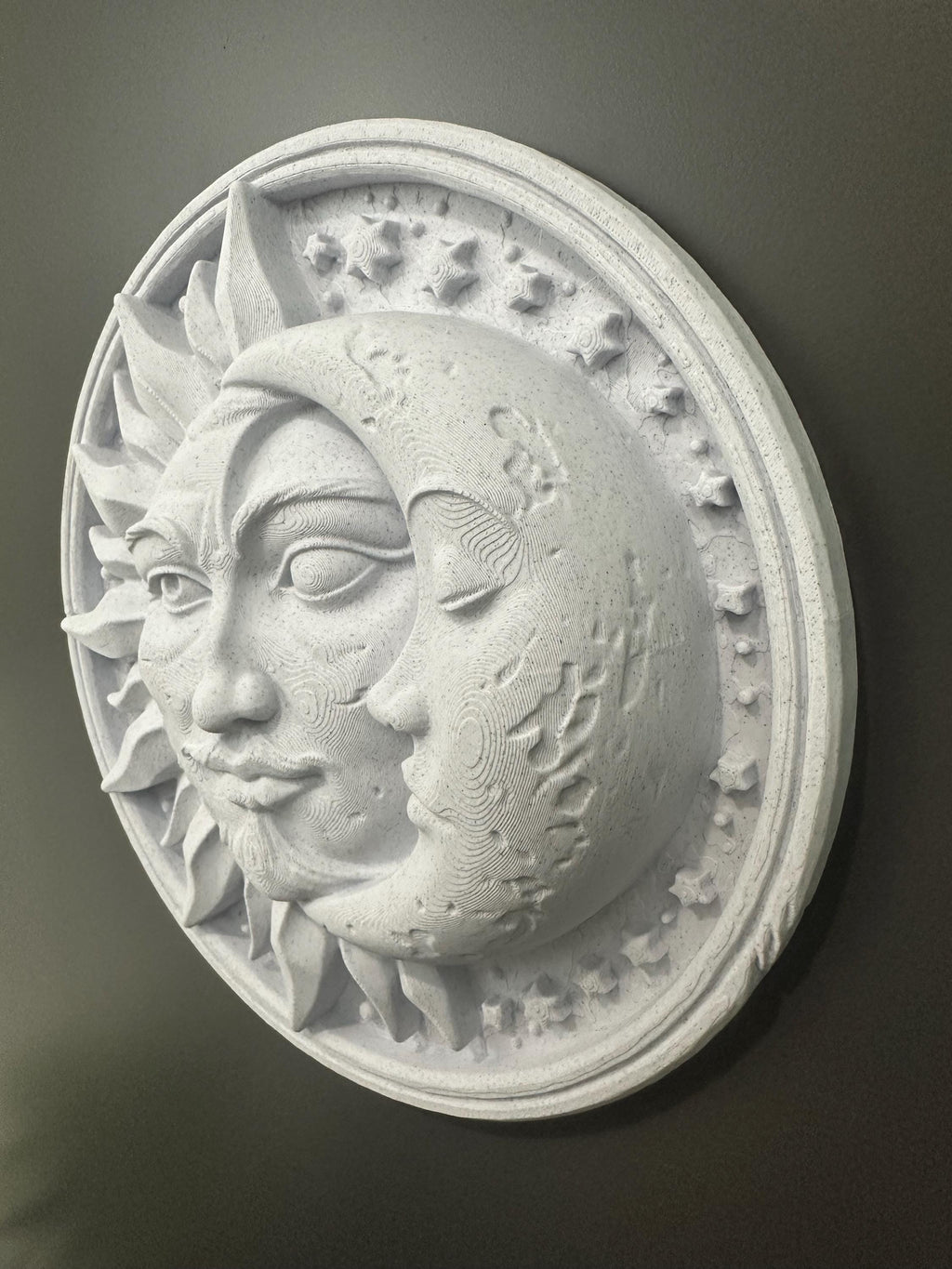 Sun and Moon Wall Plaque - Celestial Decor Yin Yang Wall Art - Boho Home Decor - Astrology Wall Hanging - Patio Garden Art 9x9x2”