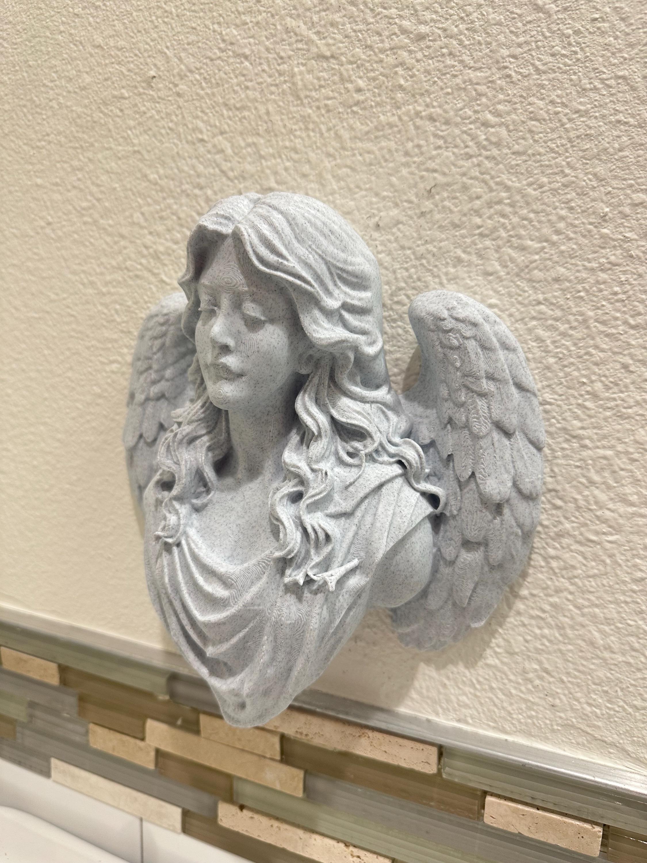 Angel Wall Mount Bust - Memorial Angel Wall Decor - Classical Angel Sculpture 9x9x3 - Religious Spiritual Guardian Home Decor