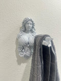 Persephone Goddess Wall Hand Towel Holder - Greek Mythology Bathroom Decor - Classical Wall Sculpture - Hand Towel Hook 9”