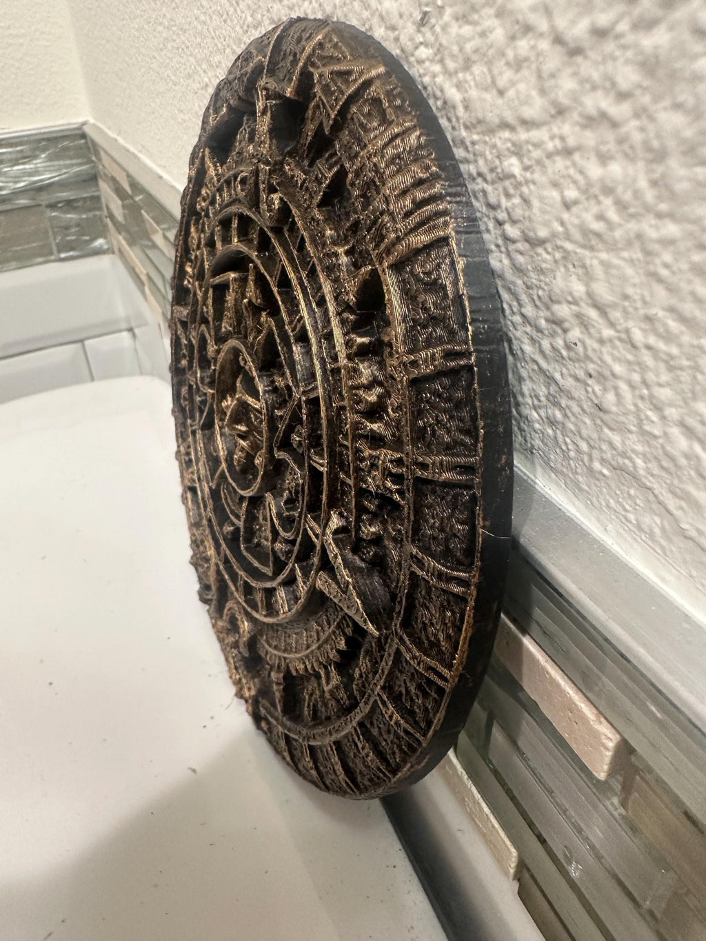 8” x 8” Mayan Calendar Aztec Ancient Civilization 3d Relief Antique Relief Round Wall Art Home Decor Plaque Hanging Sculpture Statue