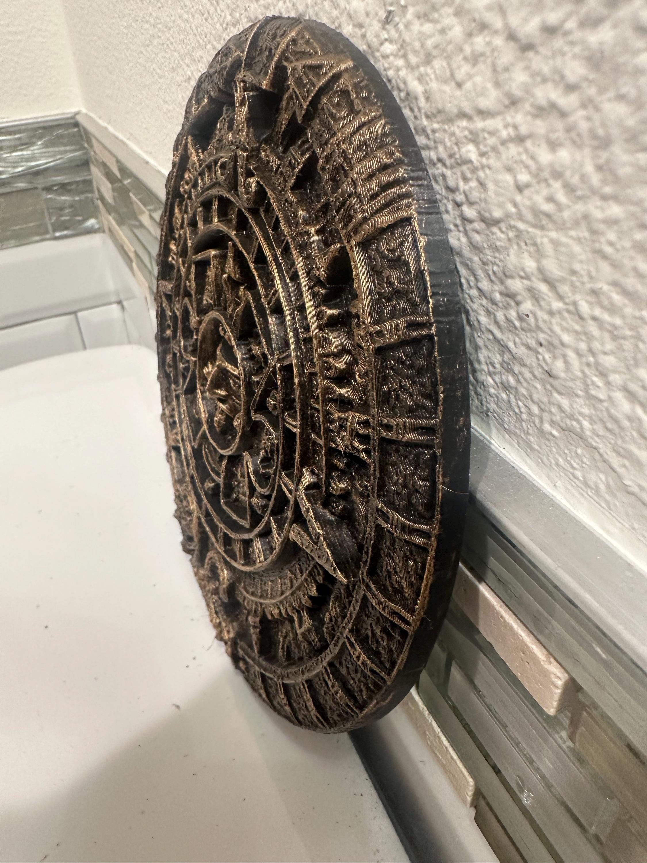 8” x 8” Mayan Calendar Aztec Ancient Civilization 3d Relief Antique Relief Round Wall Art Home Decor Plaque Hanging Sculpture Statue