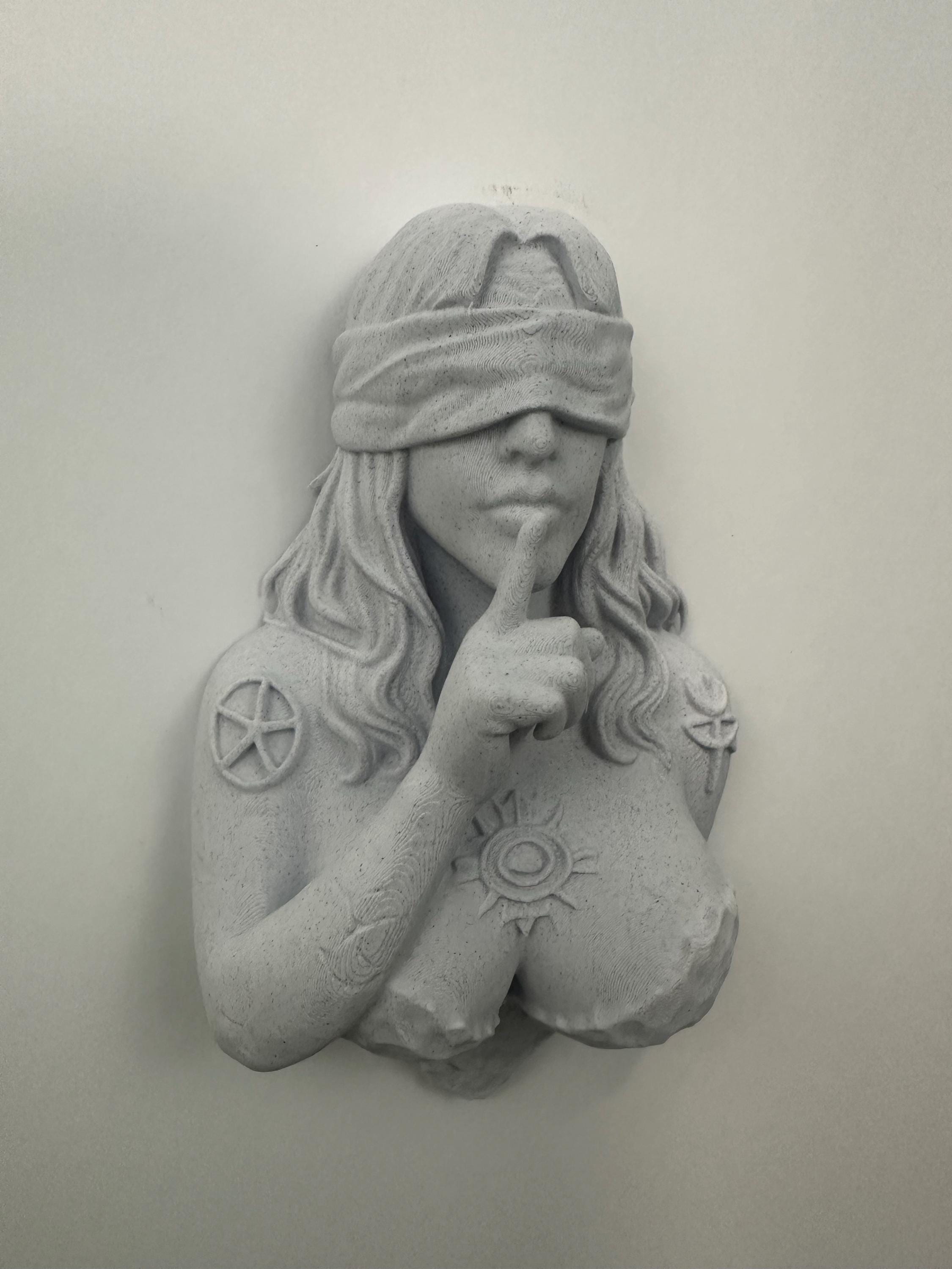 Blindfolded Oracle Wall Sculpture - Gothic Mythology Decor - Mystic Woman Bust Art - Occult Wall Hanging - Dark Fantasy Home Decor 9x6x3
