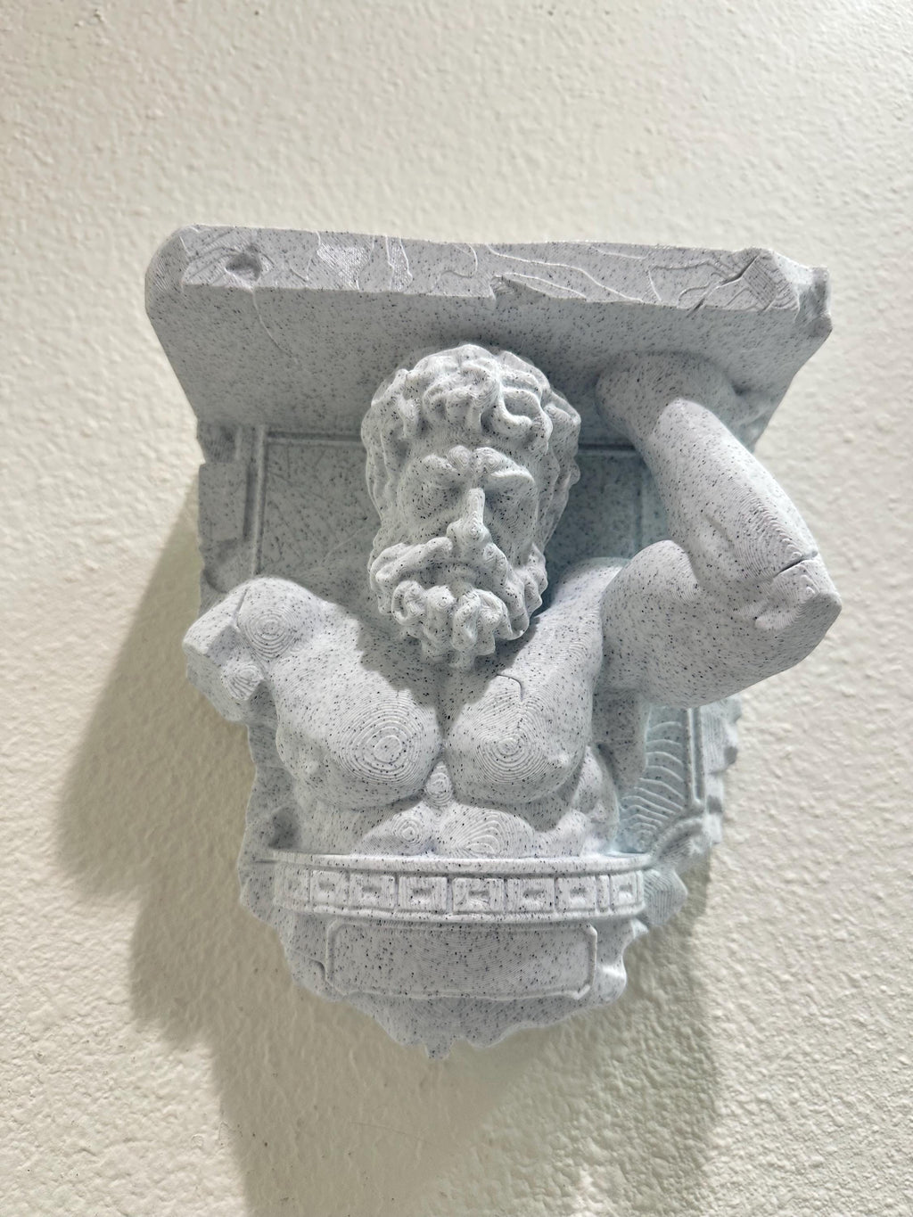 Atlas Titan Wall Shelf Bracket | Greek Statue Shelf Support | Stone Style Decor | Mythology Wall Mount | Ancient Relic Sculpture 8”