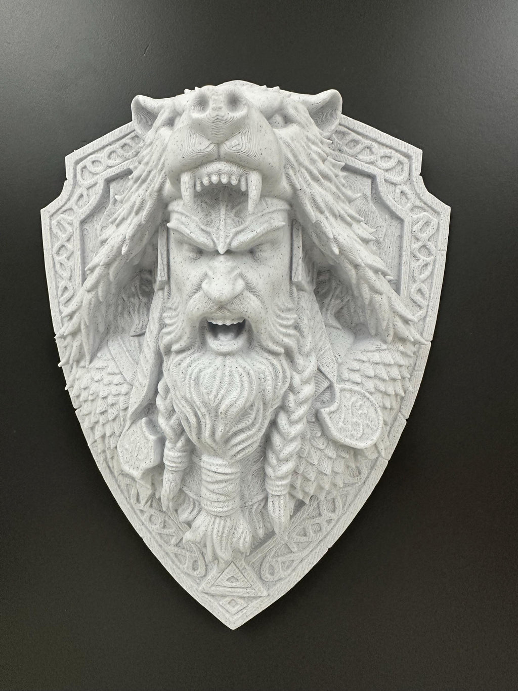 Viking Berserker Bear Helmet Wall Plaque - Norse Warrior Wall Decor - Nordic Shield Sculpture - Viking Wall Art - Mythology Decor 9x6x3.5
