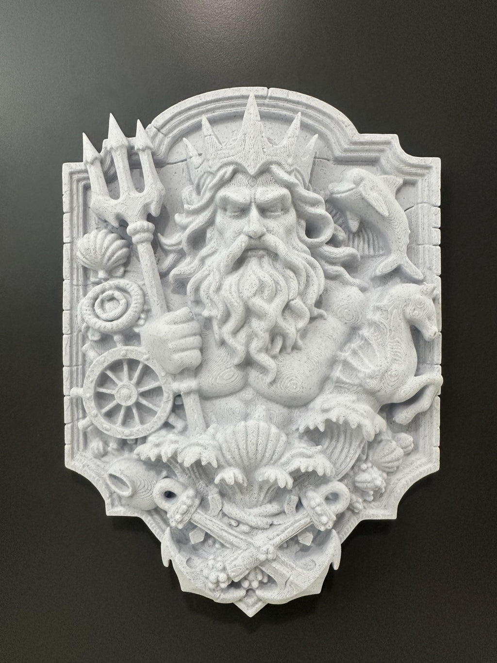 Poseidon Wall Plaque Ocean God Decor Nautical Wall Art Greek Mythology Sea King Sculpture Coastal Home Decor 9x6x2”