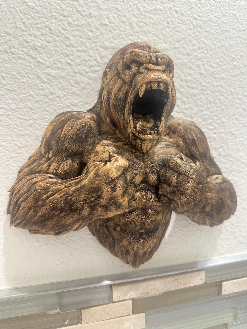 Roaring Gorilla Wall Sculpture